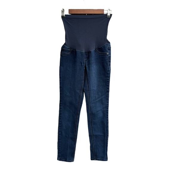 Indigo Blue Women Dark Wash Stretch Skinny Maternity Jeggings Jeans Size PXS - Picture 1 of 6